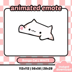 ANIMATED White Bongo Cat Emote - Twitch Kick Youtube Discord Bongo Cat Emote Animated Twitch Emotes Cat Twitch Emotes Bongo Cat White