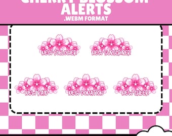 5 kersenbloesemmeldingen voor Twitch YouTube Discord Kick | Sakurabloem Kersenbloesembladeren Plant Cottage Core Cottagecore Twitch-meldingen