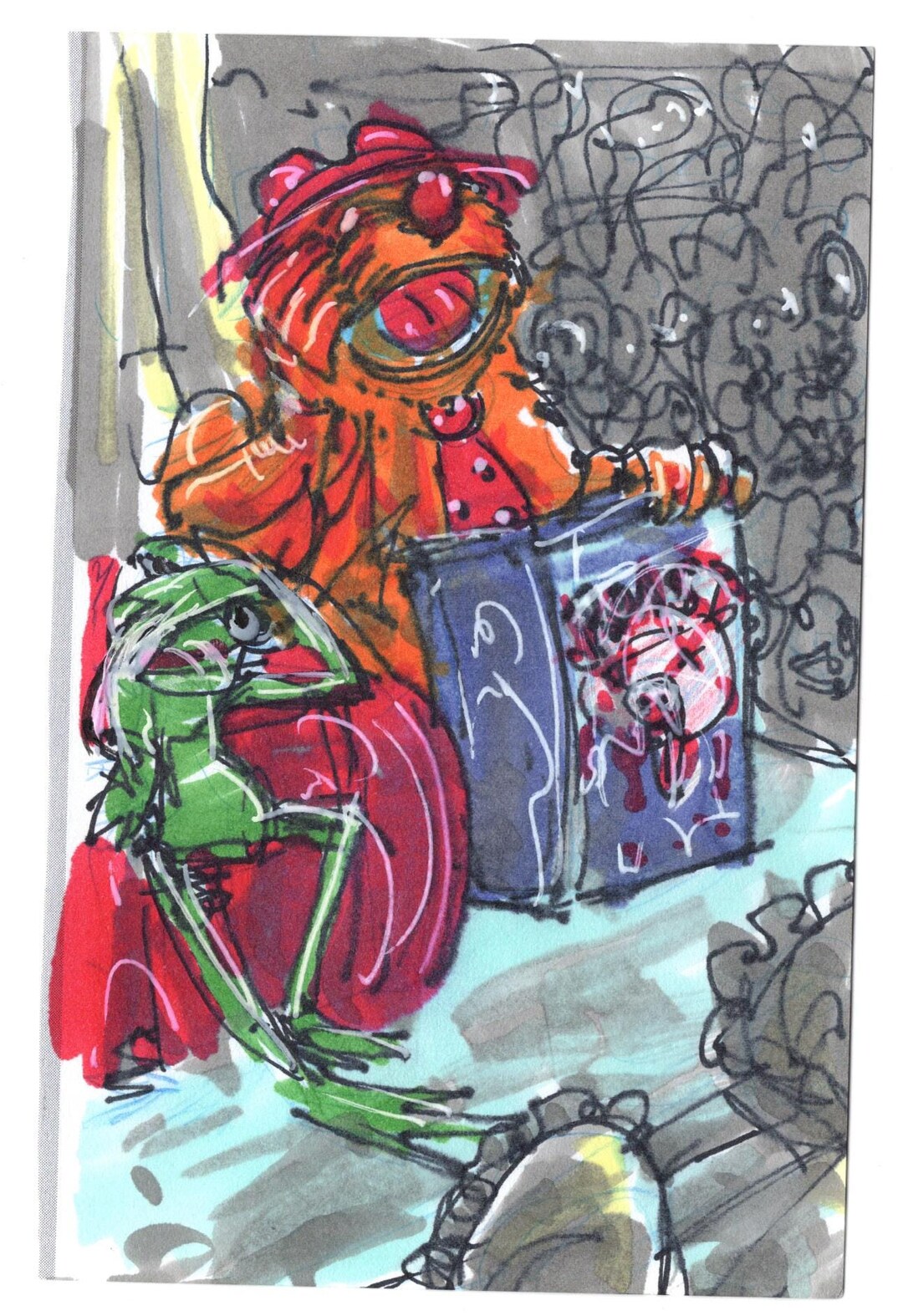 Muppet Roast - Original Sketchbook Drawing Pen Ink Marker Art 3.5 Inch ...