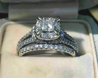 1920&#39;s Retro Art Deco Edwardian Engagement Ring Set in Sterling Silver Antique Vintage-style Art Deco Bridal Set Estate Diamond Wedding Ring
