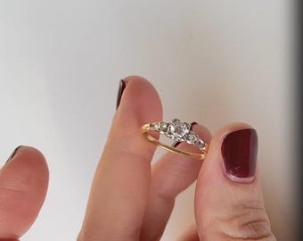 1890's Old European Diamond Antique Edwardian Ring Art Deco Engagement Ring In 925 Sterling Silver Estate Vintage Halo Ring Mid Century Ring
