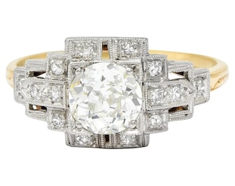 Art Deco Diamond Halo Vintage-style Ring Art Deco Cluster Engagement Ring Antique Edwardian Art Deco Ring Unique Filigree Ring Classic Ring