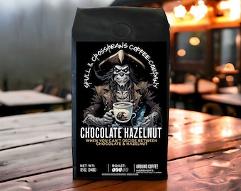 Chocolate Hazelnut Coffee Beans, Custom Men’s Gift, Skull Coffee Gift, Coffee Beans, Fresh Flavored Coffee Ground, Hondorus Coffee Blend
