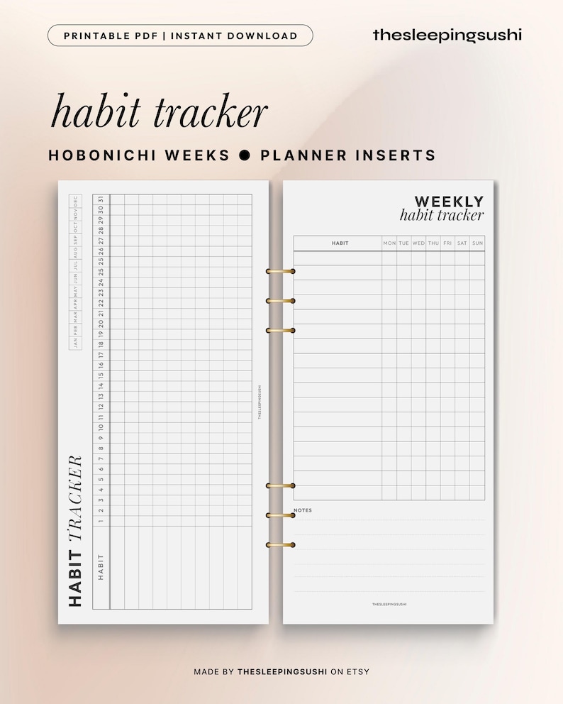 Hobonichi Weeks Inserts | Habit Tracker | Hobonichi Weeks Printable ...