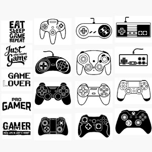 May include: A set of 10 black and white digital game controller icons. The icons include a variety of controllers from different gaming consoles, including the Nintendo Entertainment System, Super Nintendo Entertainment System, Sega Genesis, Nintendo 64, PlayStation, Xbox, and more. The icons are all in a simple, flat style and are perfect for use in websites, apps, and other digital projects.