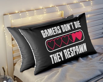 Gamers Don't Die Pillow Sham Pillow Case for Gamers Video Game Decor Bedroom Decoration