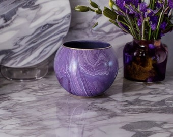 Acrylic Pour Glass Vase - Amethyst Crystal Inspired Decor