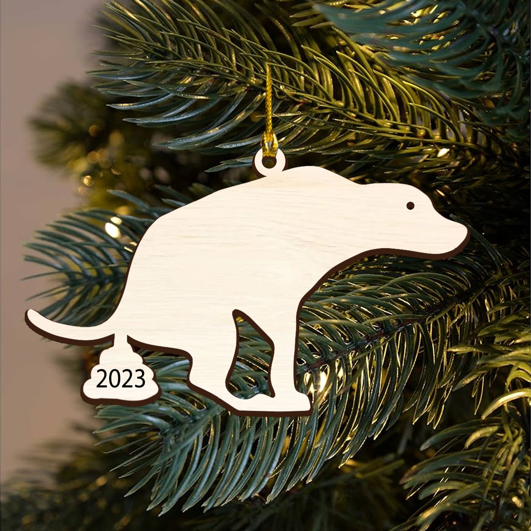 Pooping Dog Christmas Wooden Christmas Tree Ornament Funny Etsy