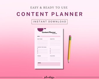 Content Planner Printable Social Media Planner Printable Content Planner Pink Social Media Planner Pink Gift for Her Printable