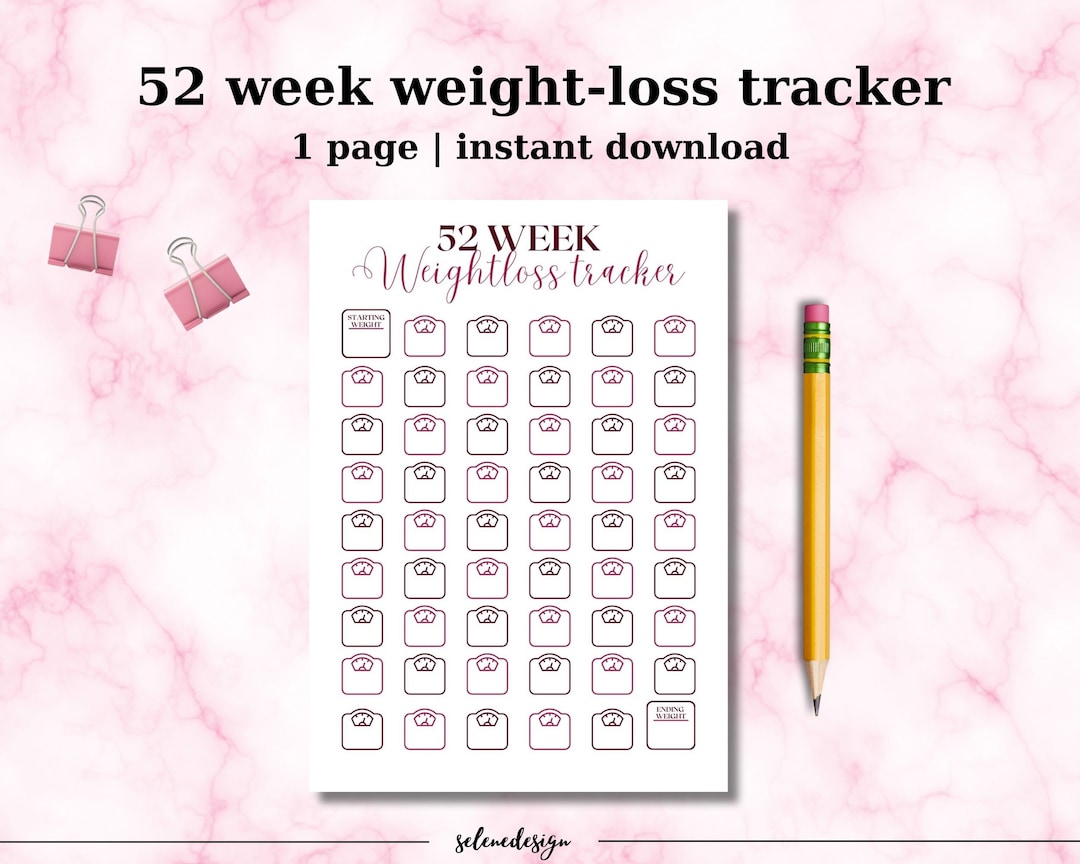 Weightloss Tracker Printable Weightloss Challenge 52 Week Weightloss Weightloss Tracker Printable Weightloss Challenge 52 Week Weightloss