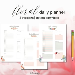 Daily Planner Floral Daily Planner Printable Daily Plan With Flowers ...