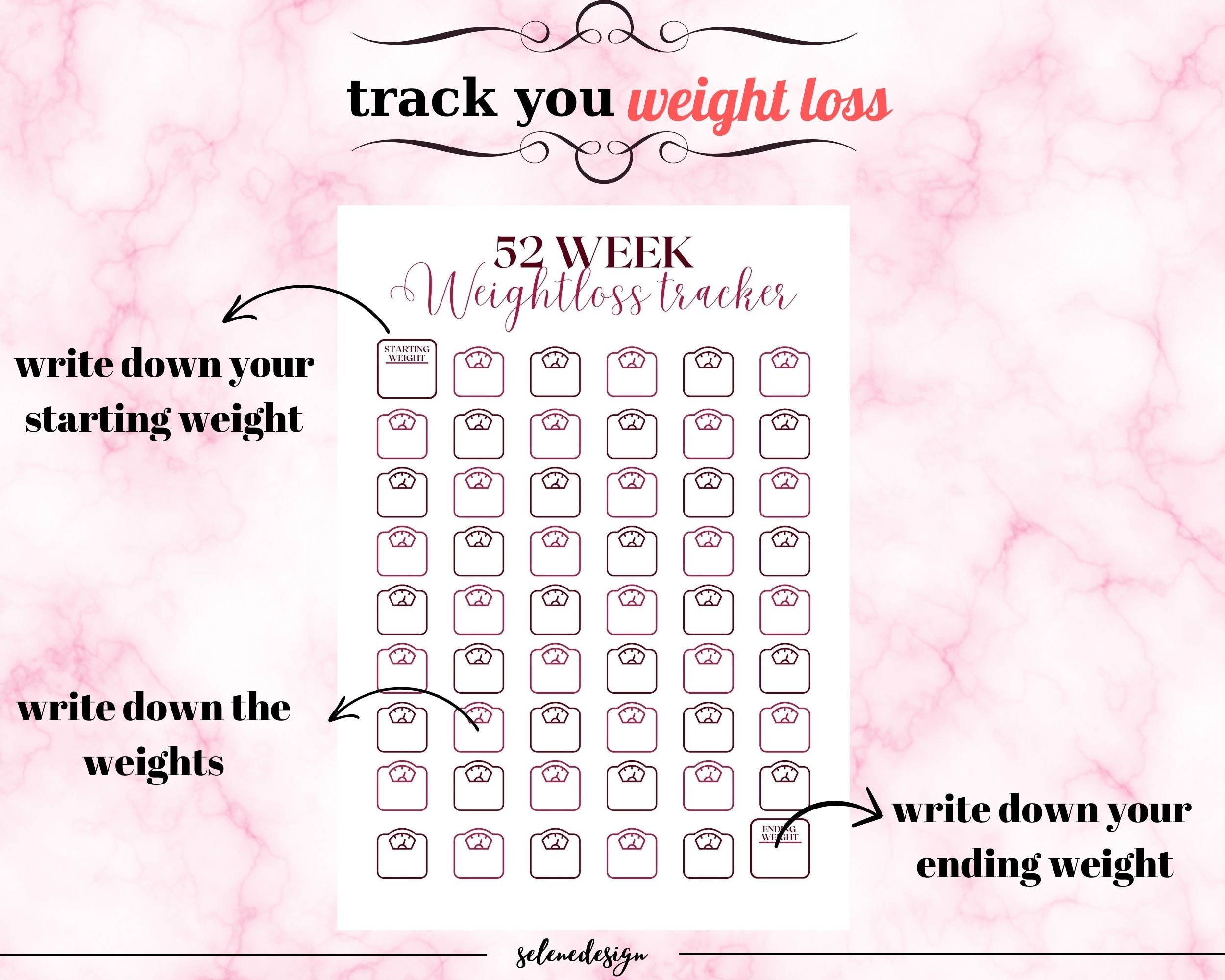 Weightloss Tracker Printable Weightloss Challenge 52 Week Weightloss Weightloss Tracker Printable Weightloss Challenge 52 Week Weightloss