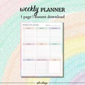 Planner Weekly Printable Weekly Schedule Printable Weekly Planner ...