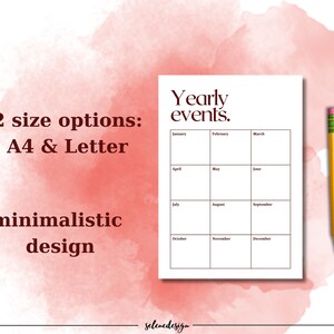 Yearly Event Printable Yearly Events Planner Yearly Events Calendar ...