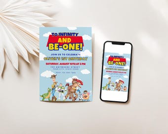 To Infinity and Be-ONE Invitation | Toy Story Birthday Invitation | Digital Toy Story Invitation | Canva Editable Toy Story Birthday