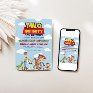 TWO Infinity and Beyond Invitation | Toy Story Birthday Invitation | Digital Toy Story Invitation | Canva Editable Toy Story Birthday