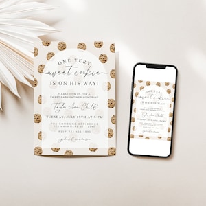 Cookie Baby | One Sweet Cookie is on Her Way | One Sweet Cookie is on His Way | Cookie Baby Shower Invite | Edit in Canva Baby Shower Invite