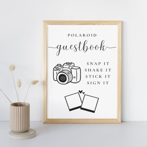 Wedding Polaroid Guestbook Sign, Digital Download, Guest Book Sign, Elegant Wedding Signage, Black Text Wedding Signage, A4 Size