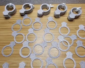 Silver Glitter Engagement Ring Confetti: Wedding Table Scatter