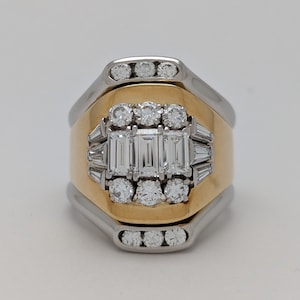 3.55ct.Emerald Diamond 18KYG and Platinum ~ Very Heavy Ring