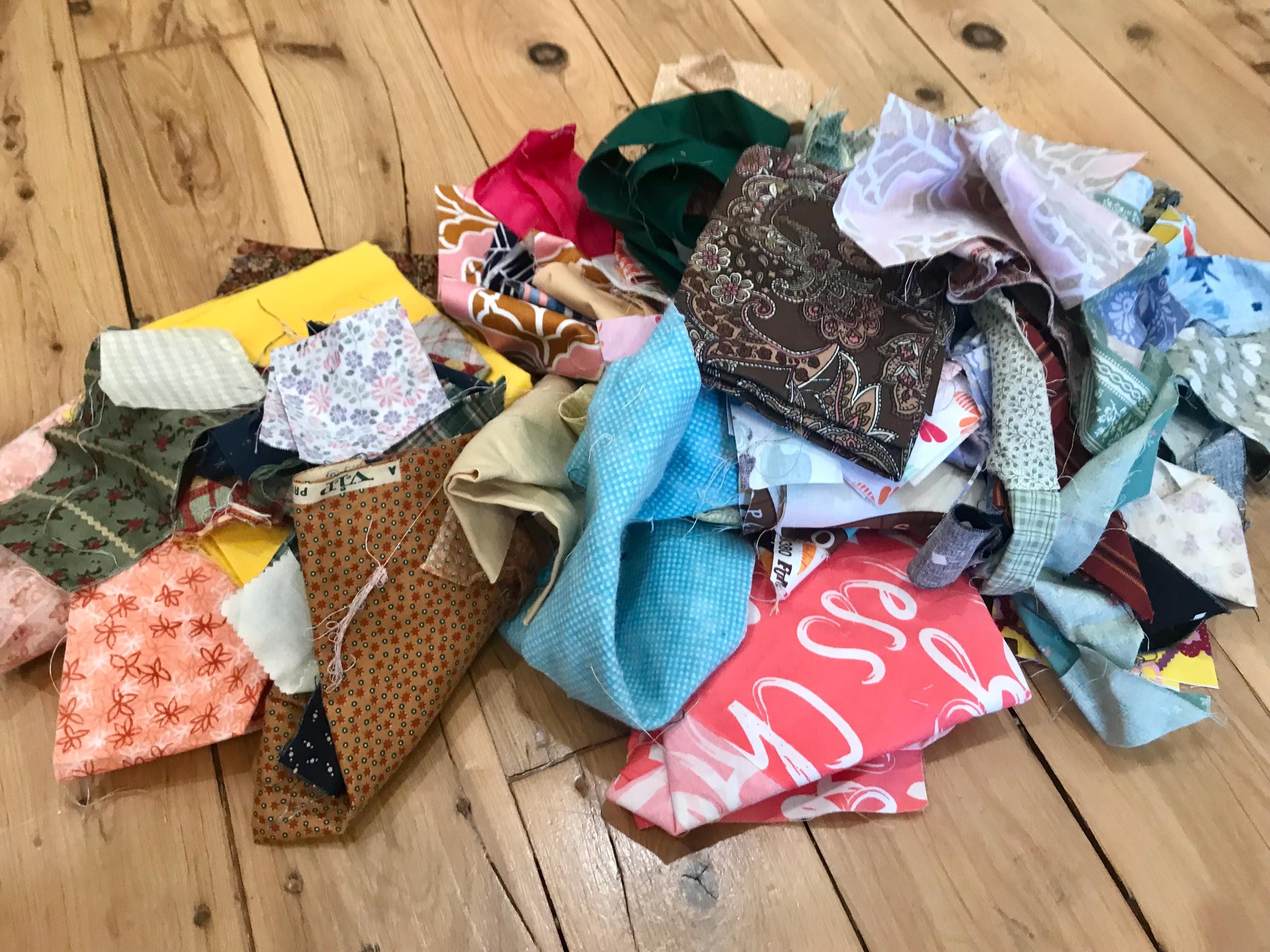 Scrap Fabric Bundle 500g Snippets and Pieces for Sewing Journalling ...