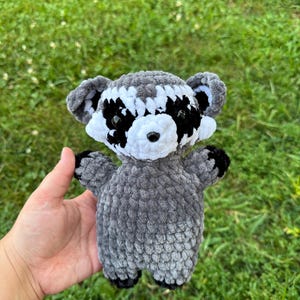 Crochet Raccoon amigurumi soft plushy.