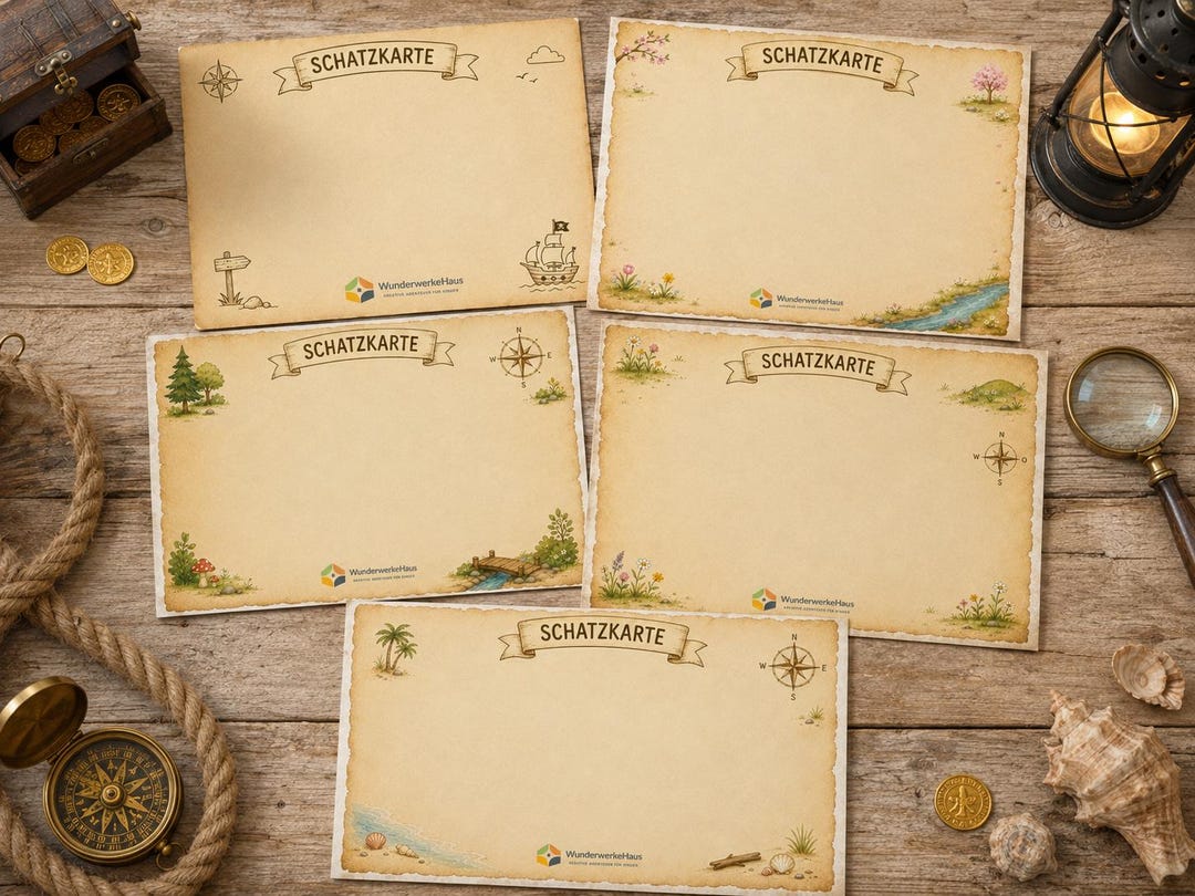 Treasure Map Designs Digital Download | Treasure Map Templates for Printing | 5 Digital ...