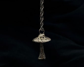 Collier pendentif champignon inspiré de Cottagecore en argent sterling moulé à la main en 3D réaliste