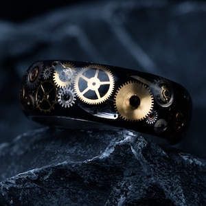 Timekeeper Ring Made with Antique Watch Parts and Tungsten | Steampunk Ring | Steampunk Jewelry | Gears Ring | Unique Jewelry |