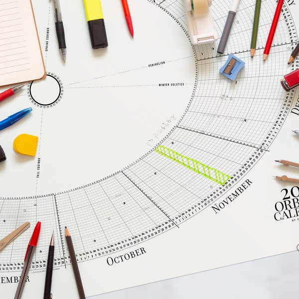 2024 Druckbarer Orbit Planer/Tracker für Wand und Schreibtisch