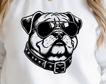 Bulldog With Glasses Svg Bulldog Wearing Sunglasses Png Bulldog
