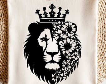 Lion Svg Png, Flowers Svg, Flowers Png, Lion Head Svg, Animal Svg, Animals Png, Lion Flower Svg, Lion Shirt, Lion Cut Files, Lion Clipart