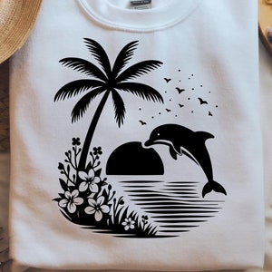 Dolphin Svg Png, Flowers Svg, Dolphin Lovers, Summer Svg, Flowers Png, Ocean Svg, Underwater Svg, Dolphin Clipart, Dolphin Cut File