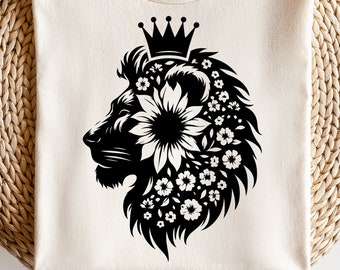 Lion Svg Png, Flowers Svg, Flowers Png, Lion Head Svg, Animal Svg, Animals Png, Lion Flower Svg, Lion Shirt, Lion Cut Files, Lion Clipart