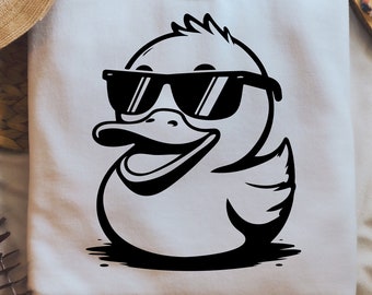 Duck Svg Png, Funny Duck Svg, Duck with Glasses, Cool Duck Svg, Rubber Duck Svg, Rubber Duck Png, Duck Clipart, Duck Cut File