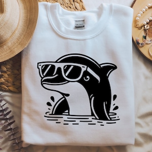 Niedlicher Delfin SVG, Silhouette Delfin, Meer SVG, Ozean SVG, Sonnenbrille SVG, Delfin Png, Delfin Cut Datei, Delfin Clipart, Tier SVG