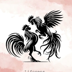 Cockfighting Svg Png, Angry Rooster Svg, Farm Animal Svg, Animal Lover Svg, Rooster Silhouette, Cockfighting Cut File, Cockfighting Clipart