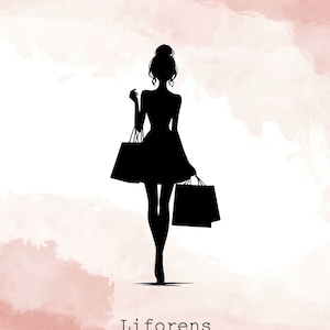 Shopping Donna Svg Png, Donna Svg, Silhouette donna, Lady Shopping Svg, Moda Svg, Shopping Svg, Shopping Girl Svg, Shopping Clipart