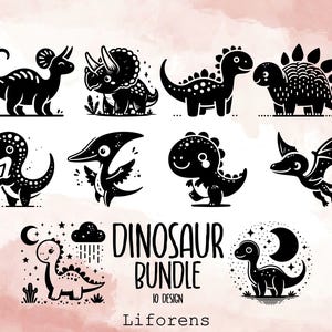 Dinosaurier-Svg-Png-Bundle, Dinosaurier-Silhouette-Svg, Kinder-Dinosaurier-Svg, Niedlicher Dinosaurier-Svg, Dino-Svg, Dinosaurier-Schnittdatei, Dinosaurier-Clipart