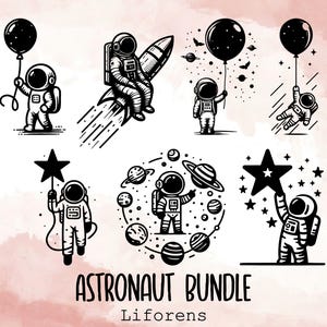 Astronauten-Svg-Png-Bundle, Raumfahrer-Svg, Weltraum-Svg, Universum-Svg, Ballon Astronaut-Svg, niedlicher Astronaut, Astronaut Clipart