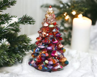 Resin Natural Stone Gemstone Healing Crystal Amethyst Tree, Handmade Ornaments, Christmas Crystal Tree, Wealth, Lucky Tree, Home Decoration