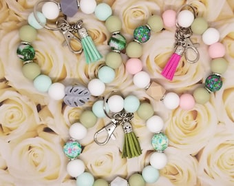 Silicone Wristlet Keychain, Beaded Wristlet, Gift