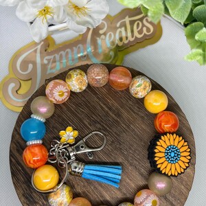 Handmade Beaded Wristlet Keychain: Acrylic & Silicone Beads