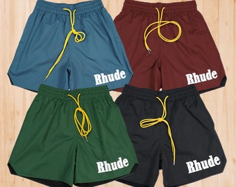 Pantaloncini Rhude, Pantaloncini Rhude oversize, Pantaloncini sportivi Rhude casual, Pantaloni larghi da basket a cinque punti di grandi dimensioni Pantaloncini Rhude Beach