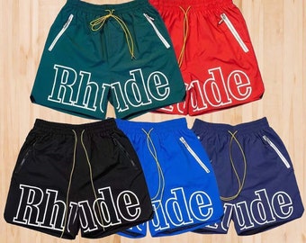 Rhude Shorts letter 3M reflective casual sports shorts men's American loose large size five-point basketball pants beach shorts