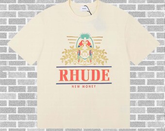 Rhude T-Shirt Hip Hop Shirt Oversized Shirt, Casual T-shirt, High Street Short-Sleeved