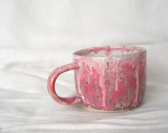 Dark Pink Handmade Ceramic Mug  | Cermic Pink mug | Wheel thrown mug | Hand made pottery cup | Pink coffee cup |