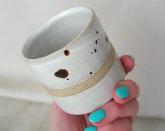 Espresso Cup Handmade SET | White Speckled Ceramic Piccolo Cup | Rustic Pottery Tumbler | Small Coffee Cup | Wheel Thrown Ceramic Mug