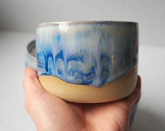Blue Pottery Cup Set, Handmade Ceramic Coffee Cups, Wheel Thrown Tea Cups, Handmade Pottery Gift, Blue Ceramic Mug Set, Handmade gift set