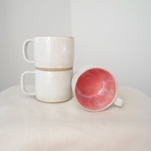 Pink and White mug pottery | Handmade pink mug | Pink ceramic handmade mug| Wheel thrown mug | Coffee mug | Tea Mug | Gift a mug